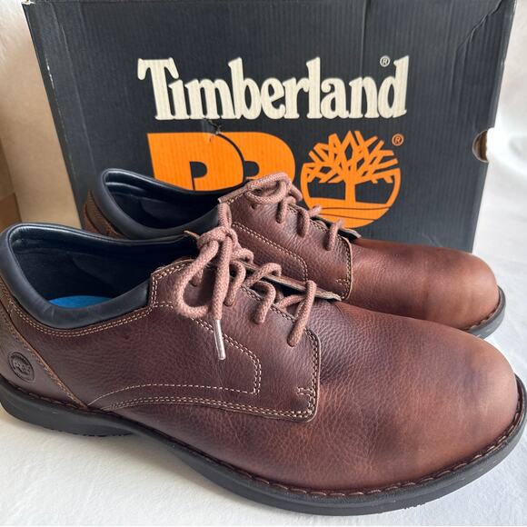 Timberland PRO Oxford Work Shoe Gladstone Mens 14 M Brown Leather Steel Toe SD - Picture 1 of 11